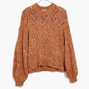 Madewell Pointelle Bubble-Sleeve Pullover Sweater